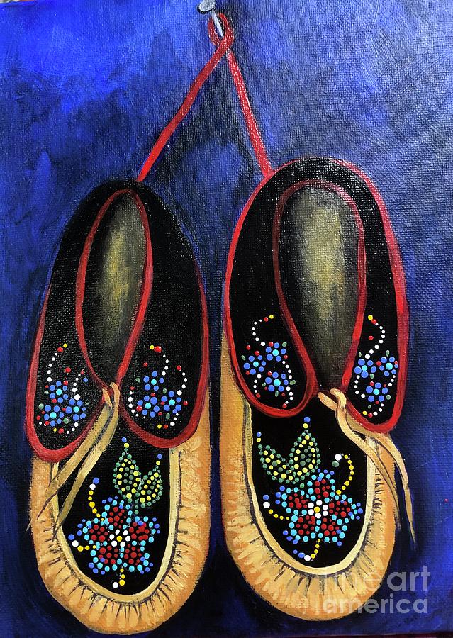 Lil Michif Moccasins Painting by Sherry Leigh Williams