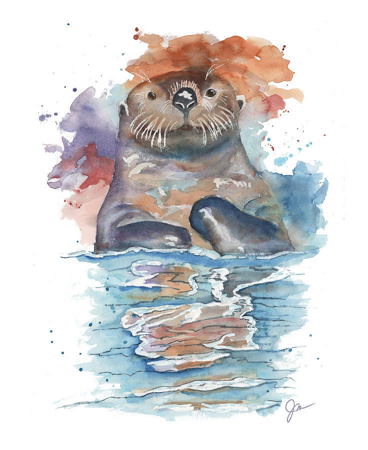 Lil Otter Painting by Jeanette Mahoney