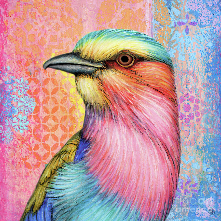 Lilac Breasted Roller Abstract Painting by Amy E Fraser