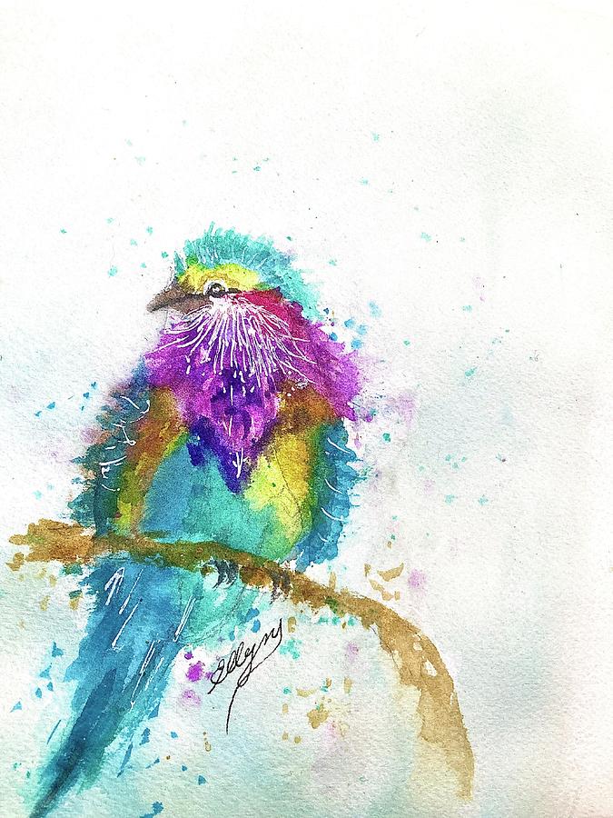 Lilac Breasted Roller  Painting by Ellen Levinson