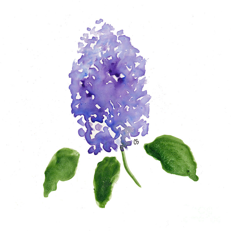 Lilac Impression in Watercolor Painting by Conni Schaftenaar