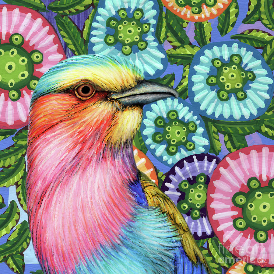 Lilac Roller Floral Painting by Amy E Fraser Lilac Roller Floral Painting by Amy E Fraser