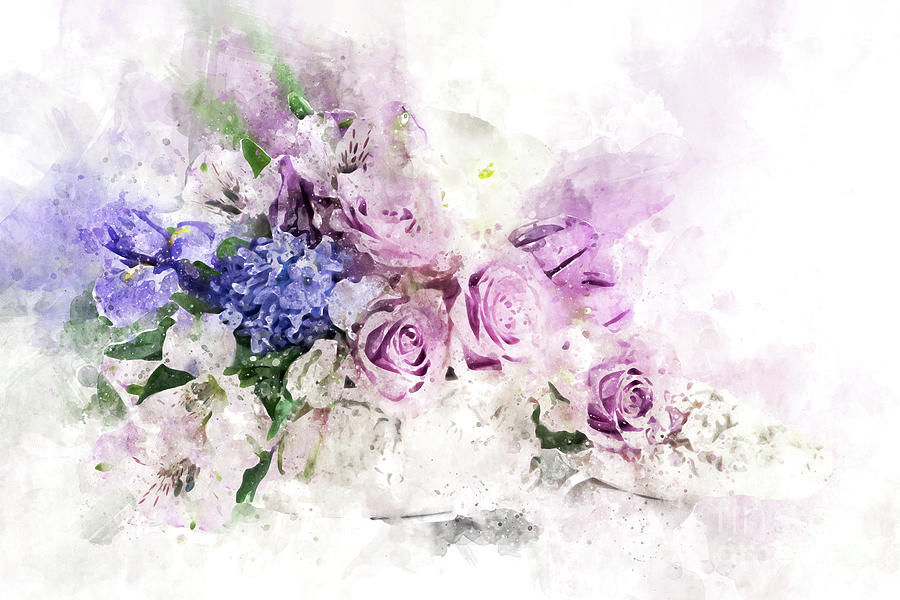 Lilac Rose Posy Digital Art by Ann Garrett