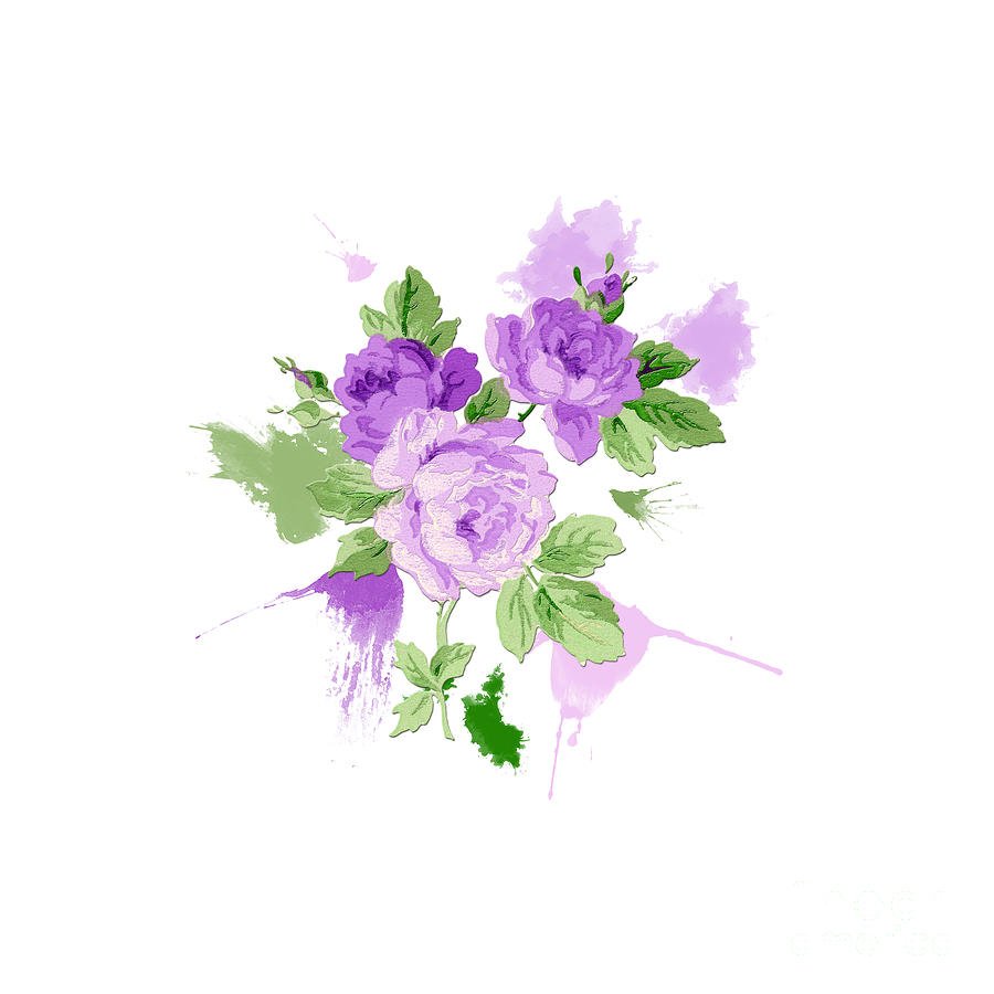 Lilac Rose watercolour Digital Art by Terri Waters