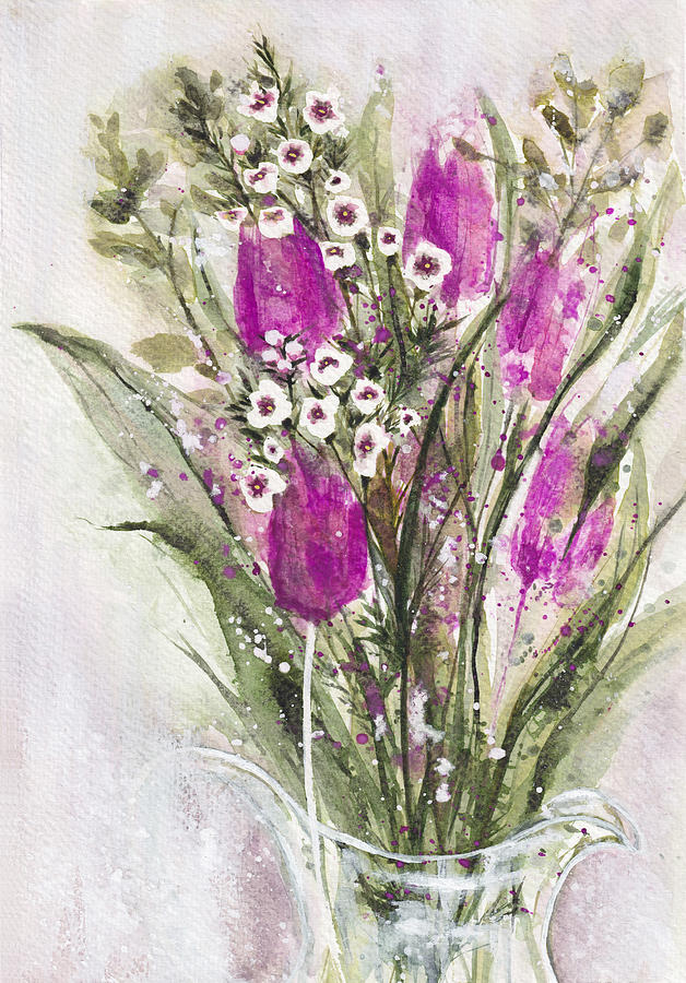 Flower Painting - Lilac Tulips by Darkstars Art