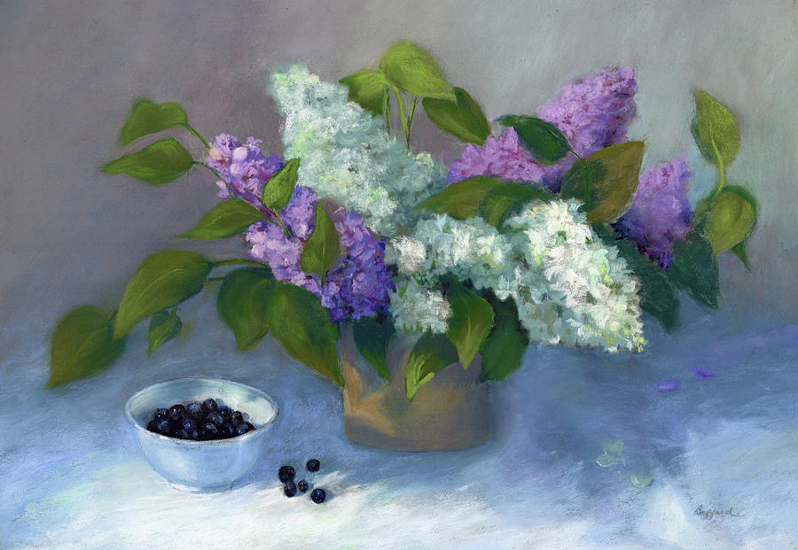 Lilacs and Berries Pastel by Vikki Bouffard