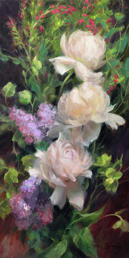 Still Life Painting - Lilacs and Peonies by Anna Rose Bain