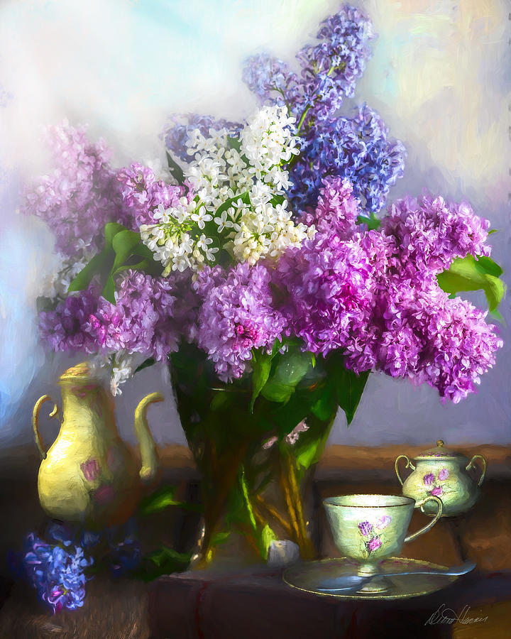 Lilacs and Tea Digital Art by Diana Haronis