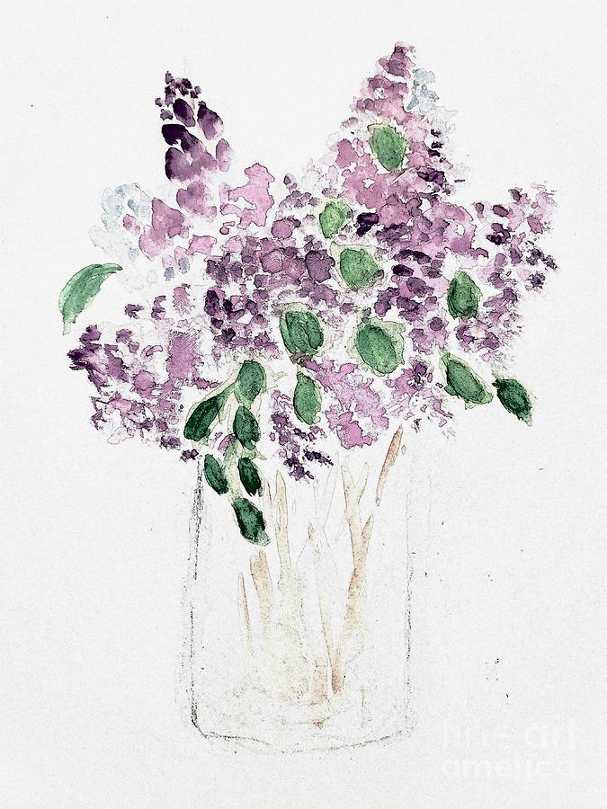 Lilacs in a Jar Painting by Margaret Welsh Willowsilk