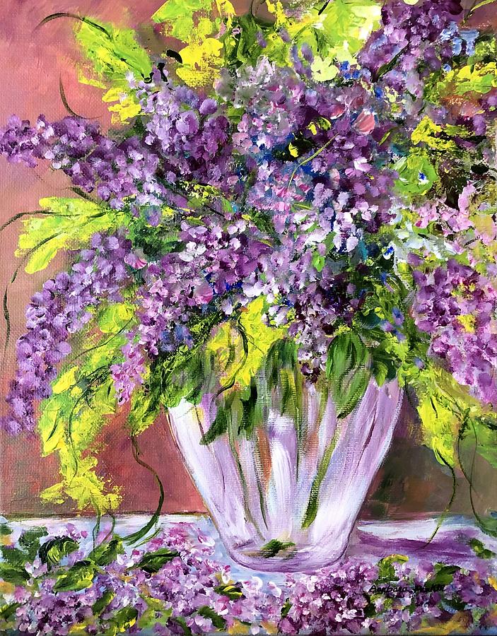 Lilacs in a Vase Painting by Barbara Pirkle