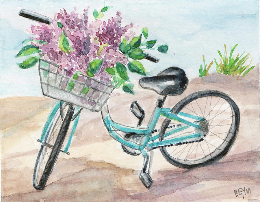 Lilacs in Basket Painting by Clara Sue Beym