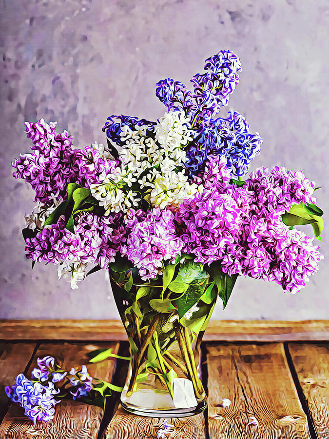 Lilacs in Glass Vase Painting by Alpenglow Workshop Lilacs in Glass Vase Painting by Alpenglow Workshop