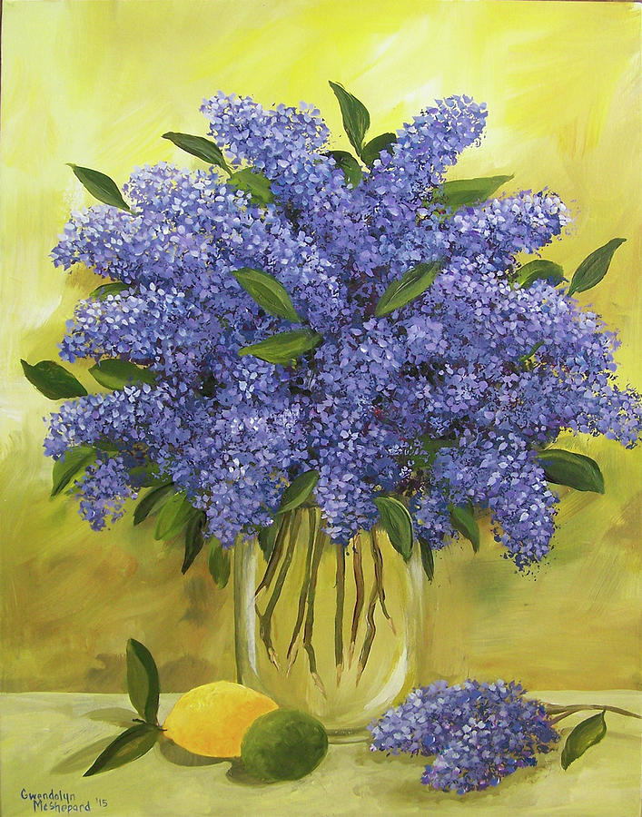 Lilacs In Glass Vase Painting by Gwendolyn McShepard - Fine Art America