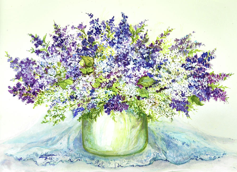 Lilacs in Spring Painting by Lois Mountz