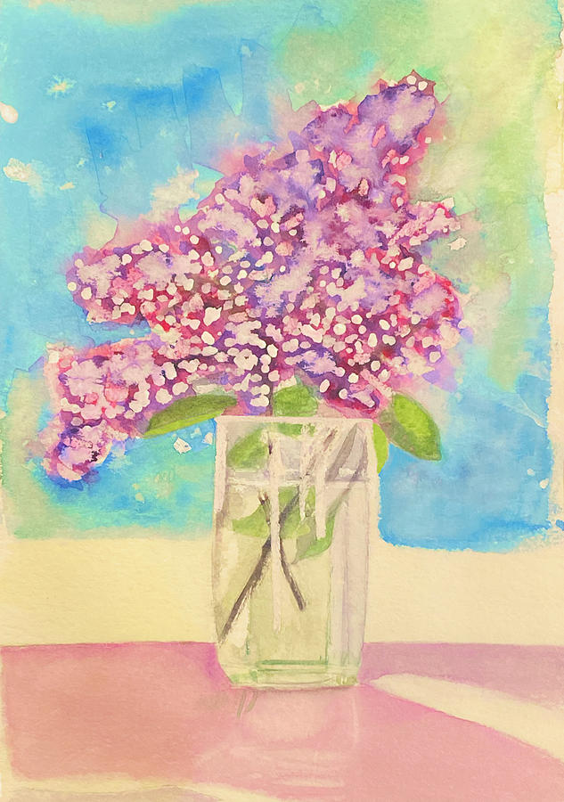Lilacs In Vase Painting by Deborah League