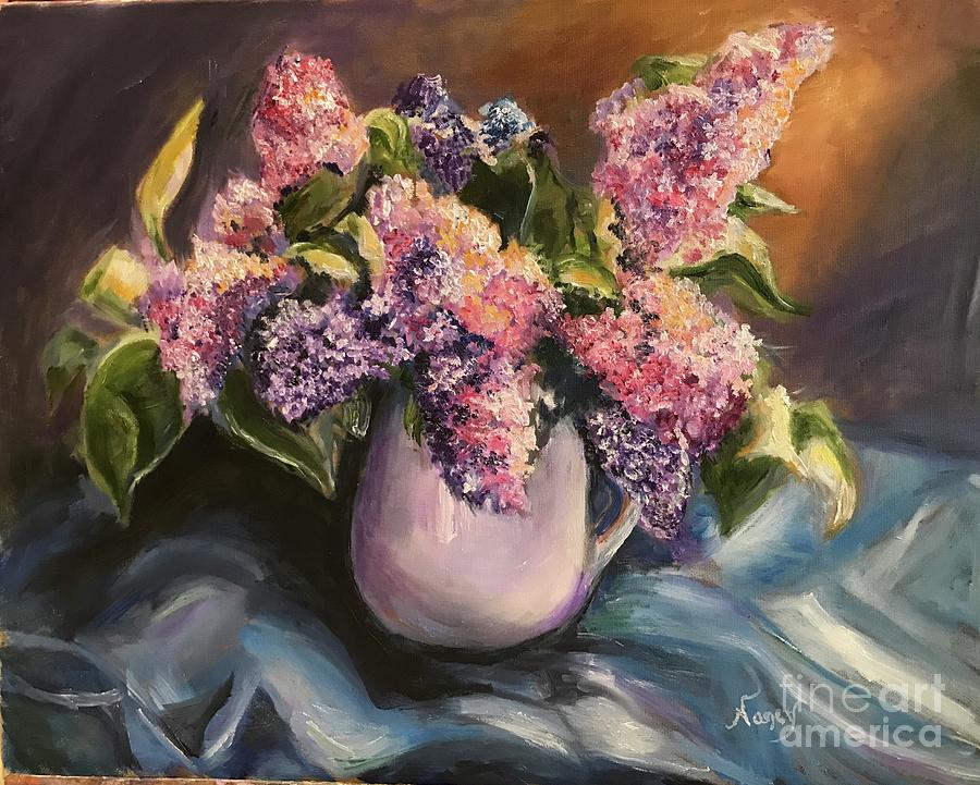 Lilacs Painting by Nancy Anton