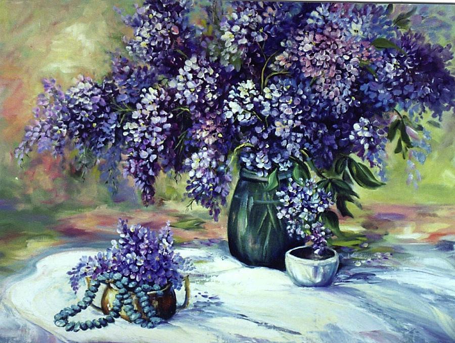 Lilacs wealth Painting by Caroline Patrick