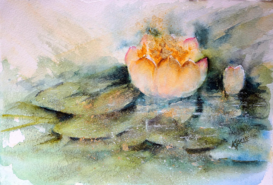 Lilies Among the Pads Painting by Anna Jacke