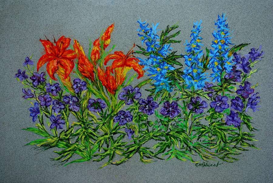 Lilies And Delphinium Painting by Collette Hurst