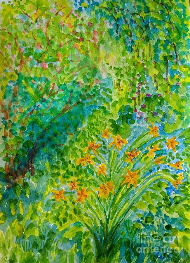 Lilies By The Apple Tree Painting
