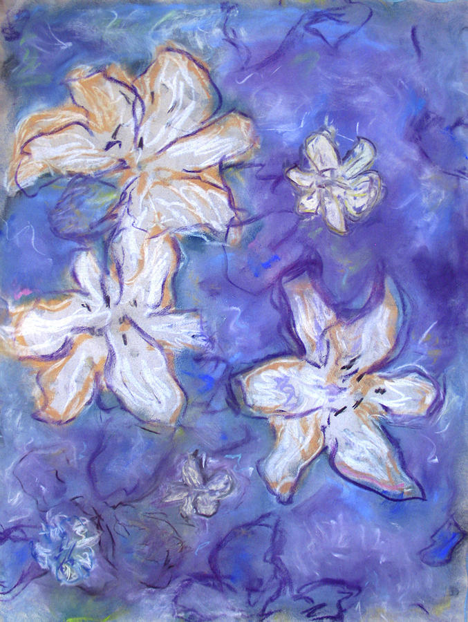 Lilies Floating in Blue Painting by Studio Tolere