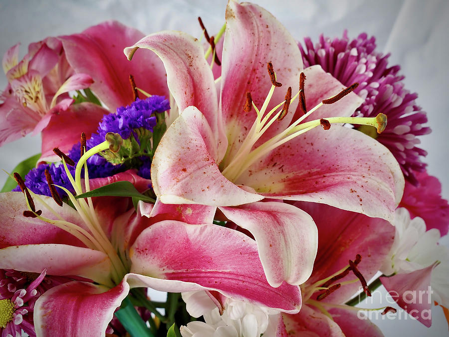 Lilies in a Mixed Bouquet Photograph by L Bosco