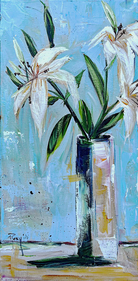 Lilies in a Vase Painting by Roxy Rich