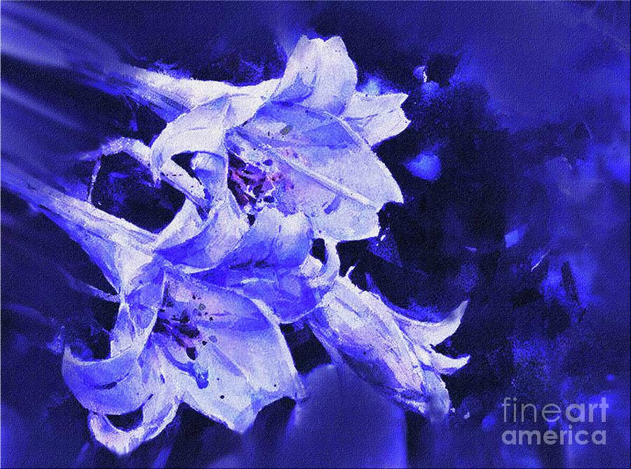 Lilies in Blue Painting by Jasna Dragun
