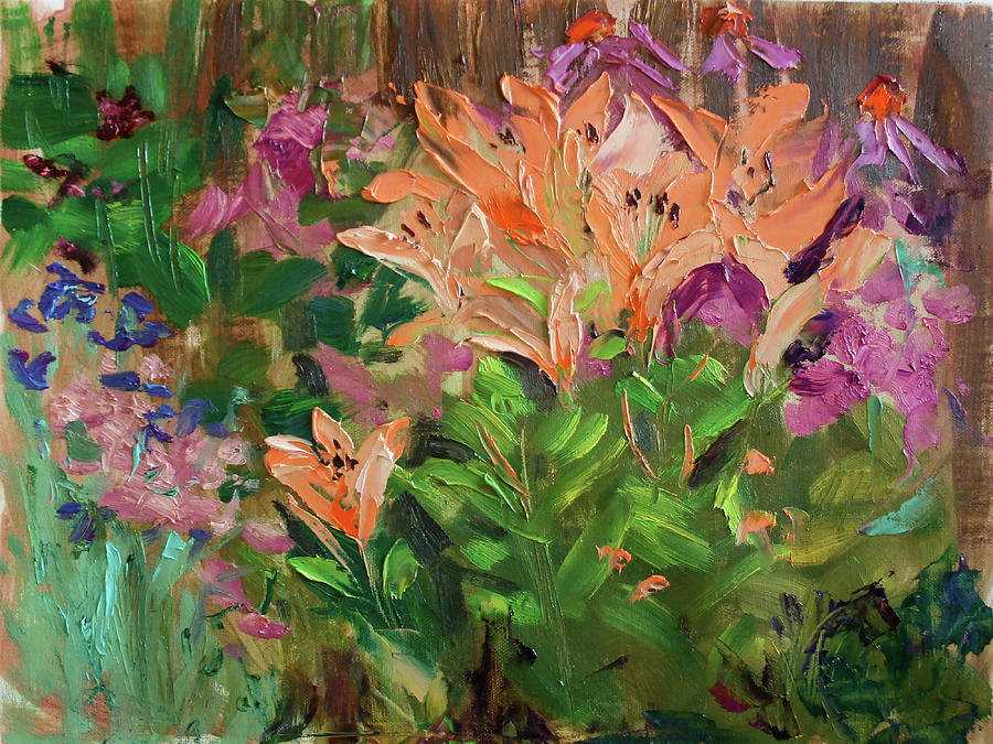 Lilies In The Garden Painting by Svetlana Samovarova