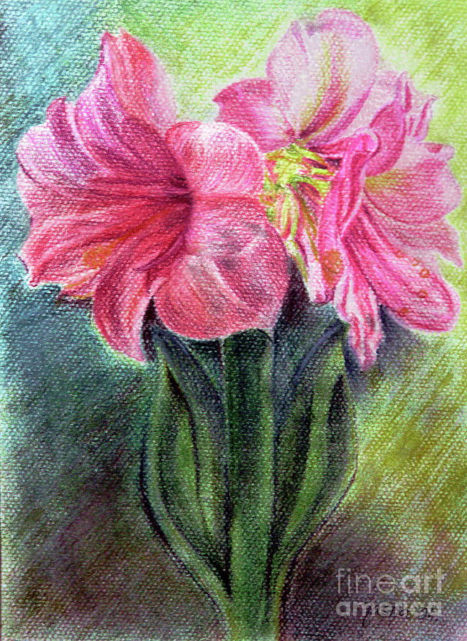 Lilies Pink Painting by Jasna Dragun