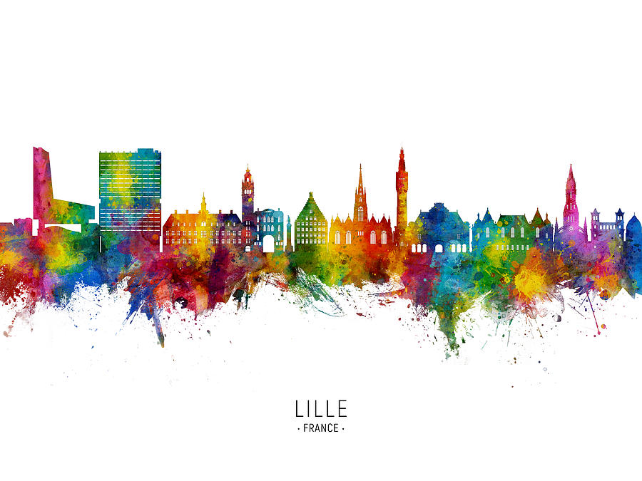 Lille France Skyline #68 Digital Art by Michael Tompsett