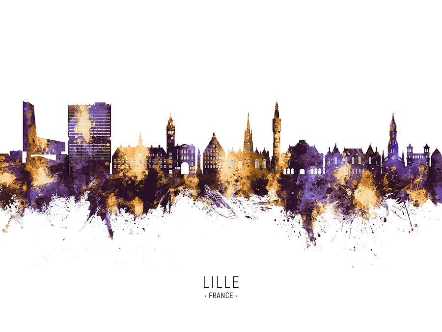 Lille France Skyline #70 Digital Art by Michael Tompsett