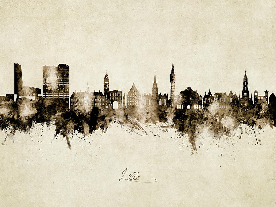 Lille France Skyline #74 Digital Art by Michael Tompsett