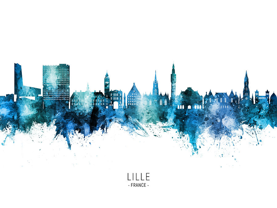 Lille France Skyline #77 Digital Art by Michael Tompsett