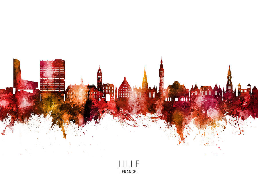 Lille France Skyline #78 Digital Art by Michael Tompsett