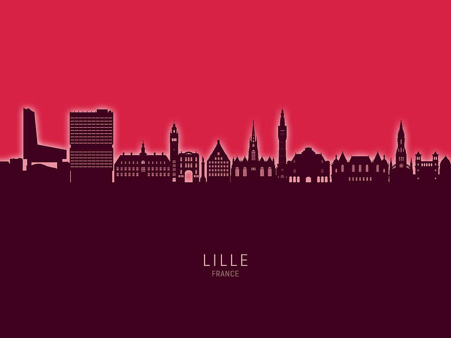 Lille France Skyline #87 Digital Art by Michael Tompsett