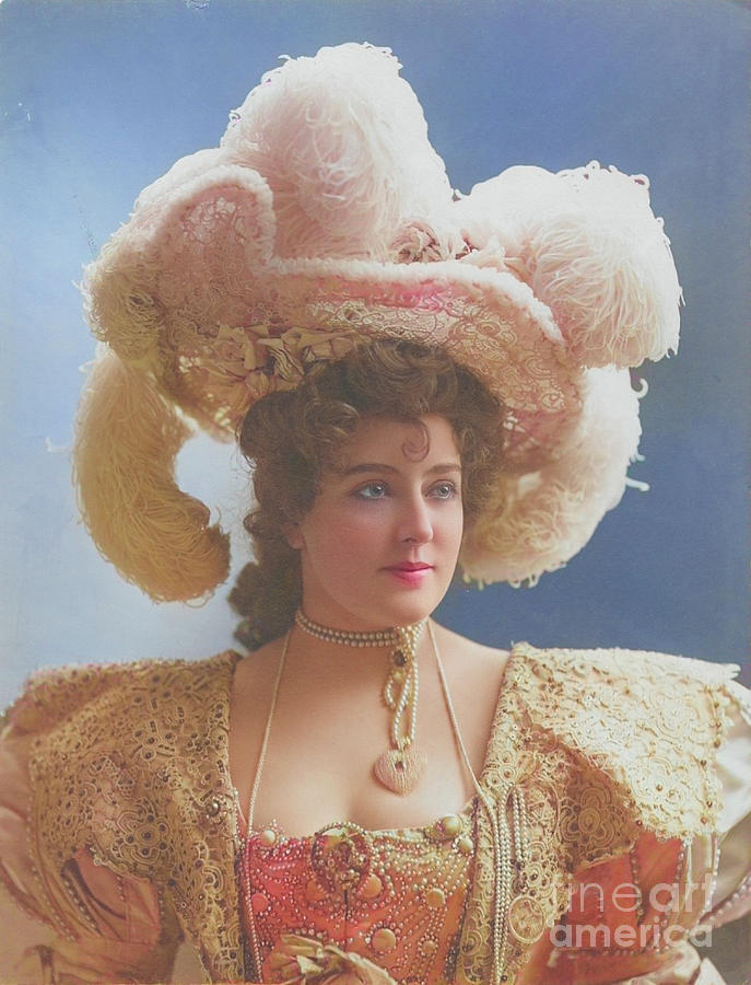 Lillian Russell, Famous Actrice And Singer In 1898 In Color Photograph
