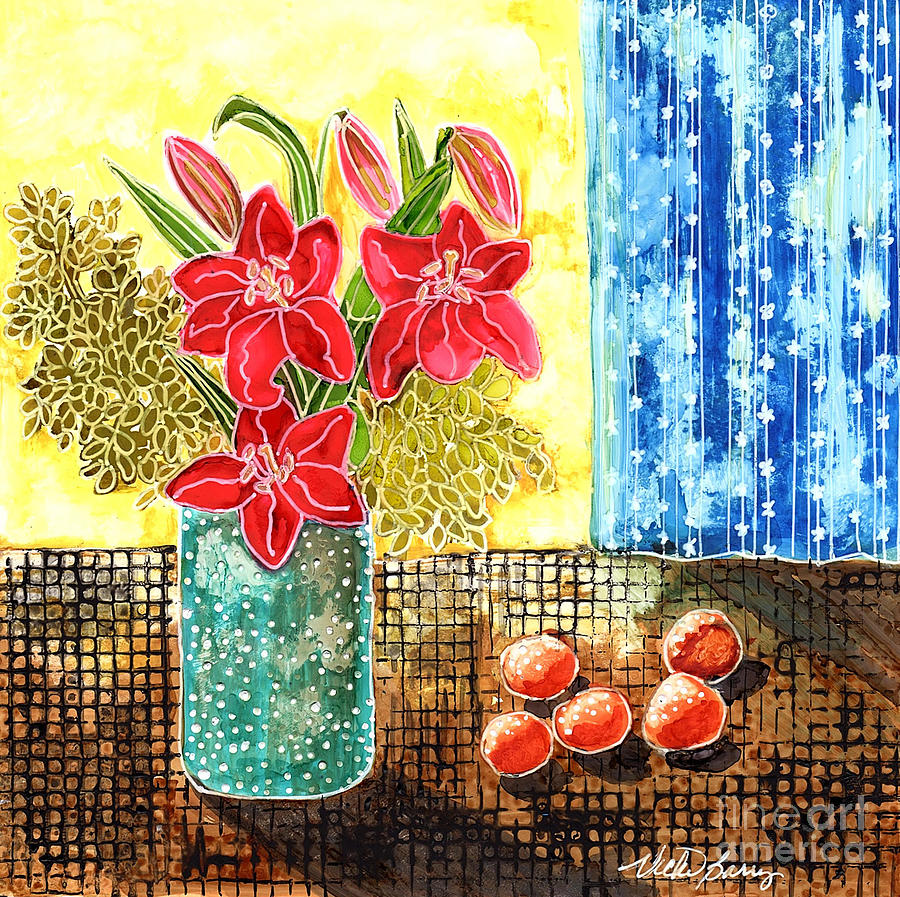 Lillies in a Window Painting by Vicki Baun Barry