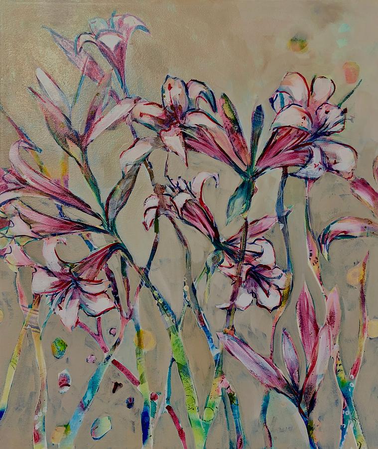 Flower Painting - Lillies by Yvonne Ankerman