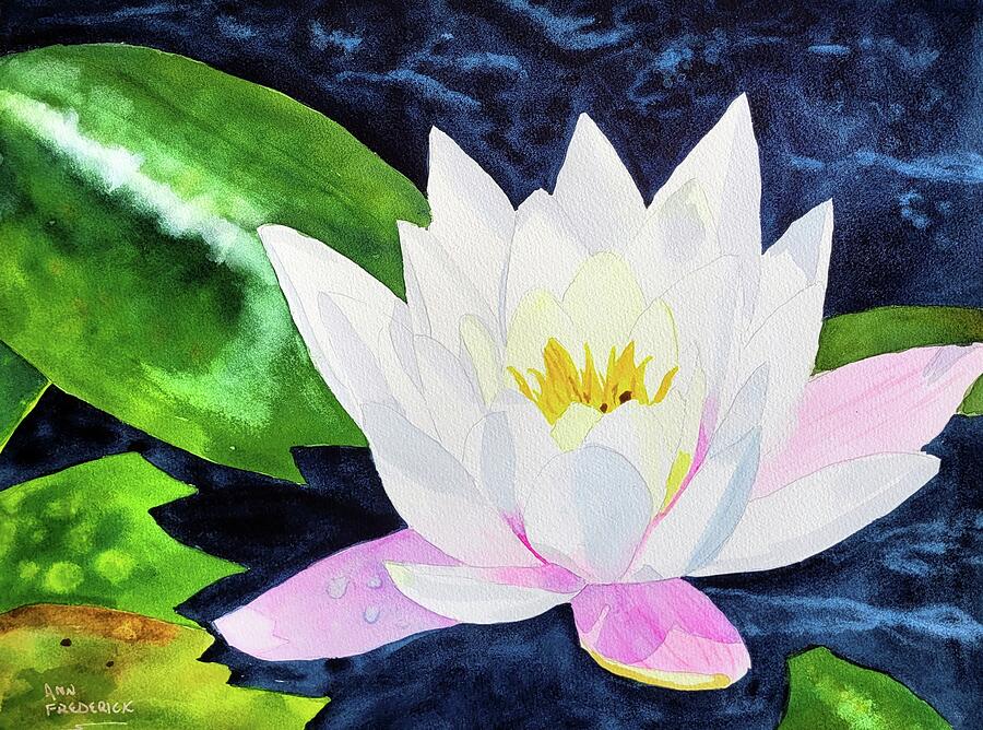 Lilly Pad Flower Painting by Ann Frederick