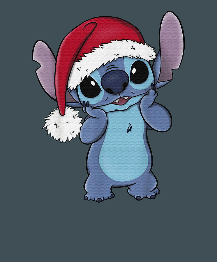 Lilo and Stitch Christmas Santa Hat Stitch Portrait Digital Art by ...
