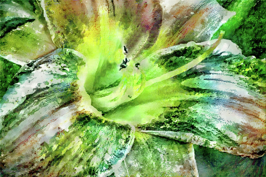 Lily Flower in Green Digital Art by Gaby Ethington