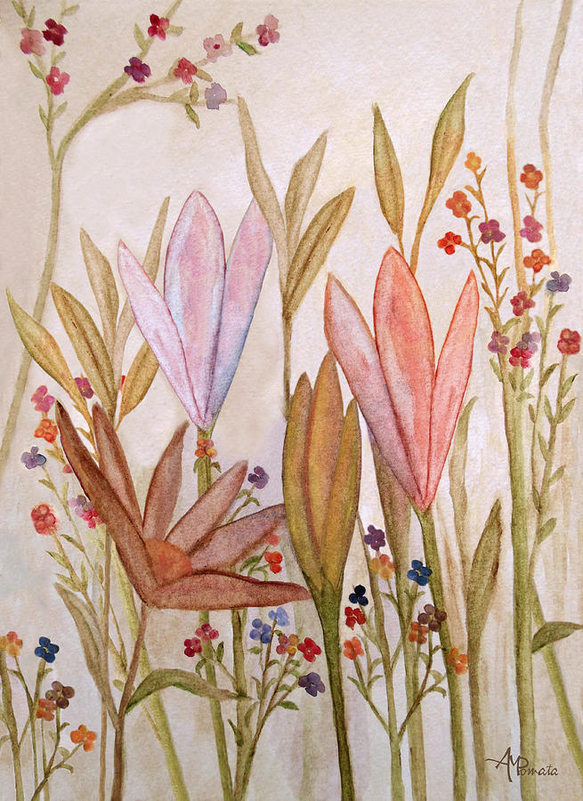 Lily Garden Painting by Angeles M Pomata