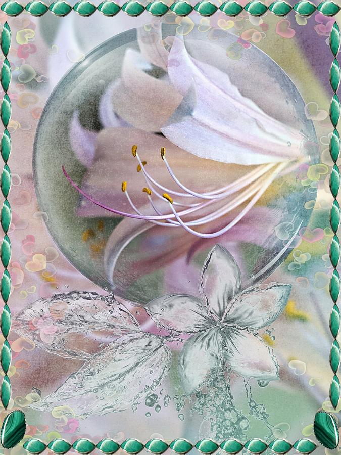 Lily in Mint Green with Frame Mixed Media by Sherry Hallemeier