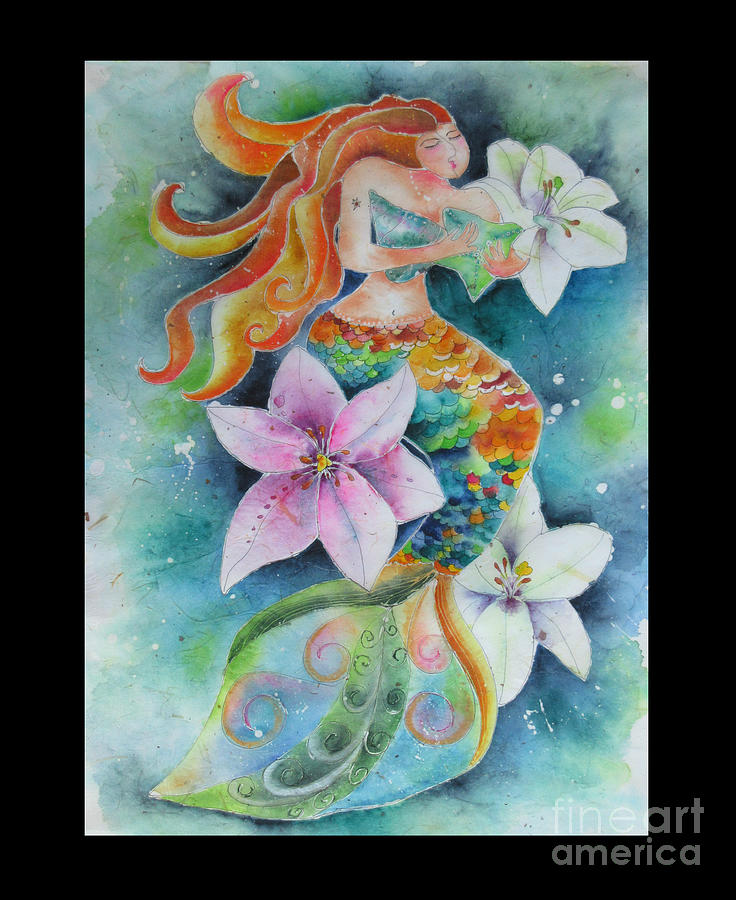 Lily Mermaid Painting by Janet Cruickshank