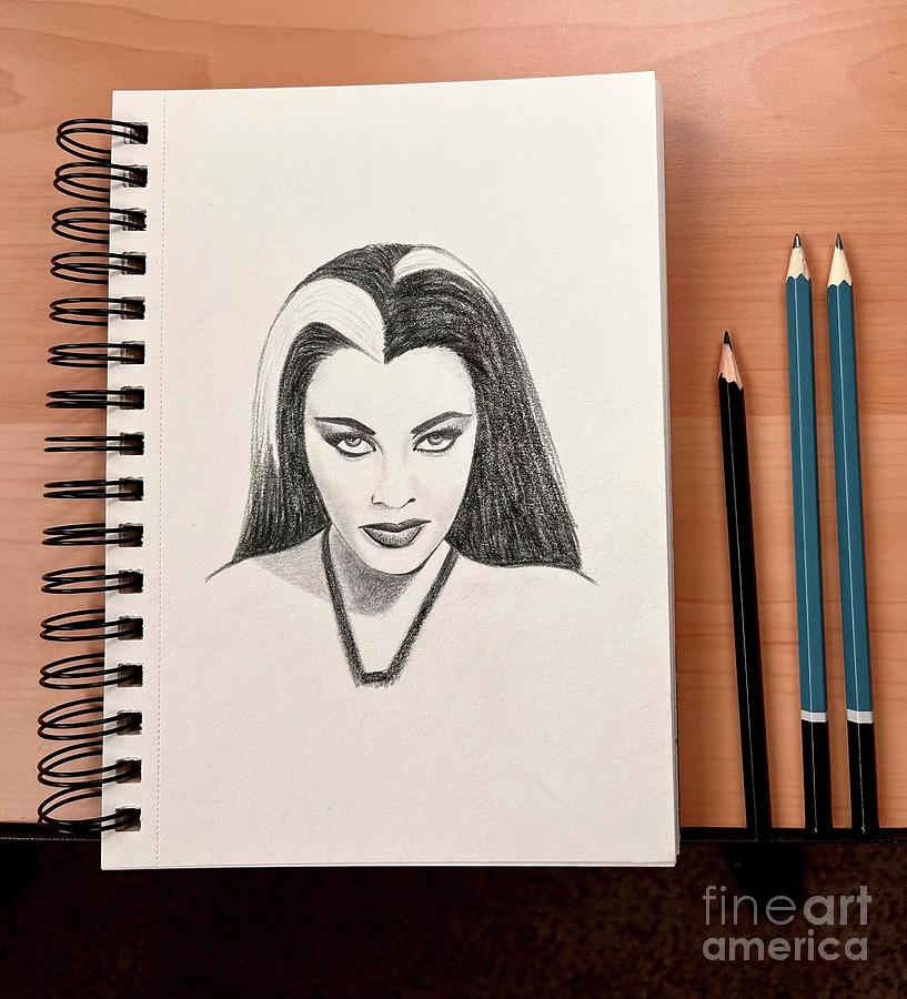 Lily Munster Drawing by Donna Mibus