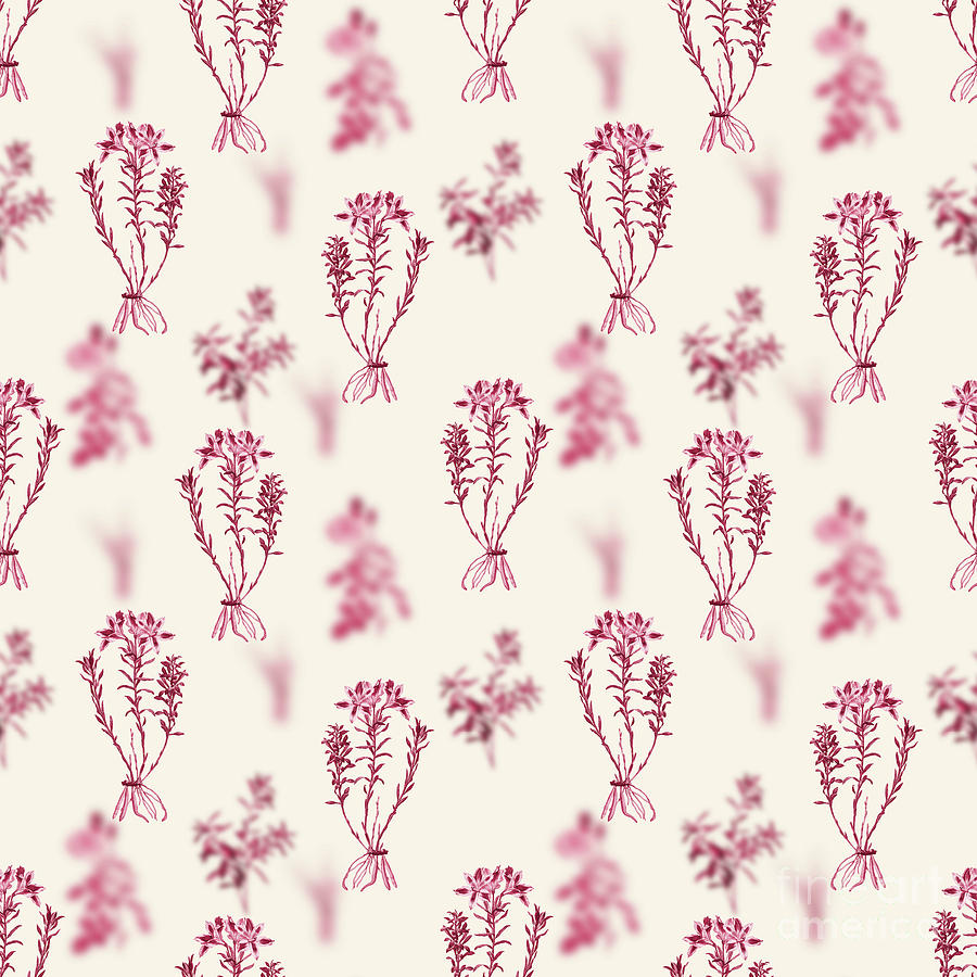 Lily Of The Incas Botanical Seamless Pattern In Viva Magenta N.1045 Mixed Media