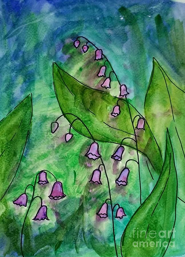 Lily of the Valley in Watercolor Painting by Expressions By Stephanie
