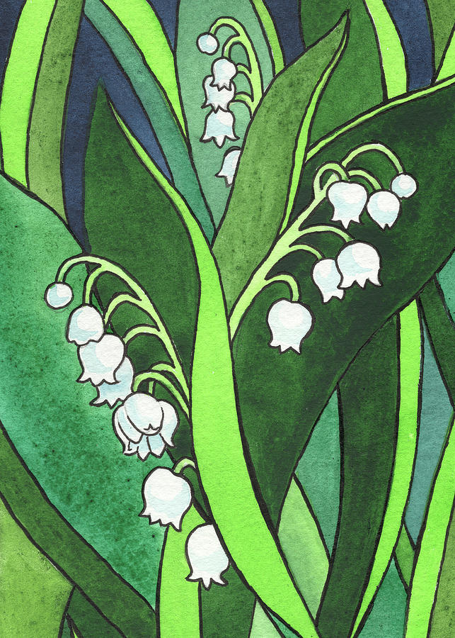 Lily Of The Valley Flowers In The Forest Watercolor  Painting by Irina Sztukowski