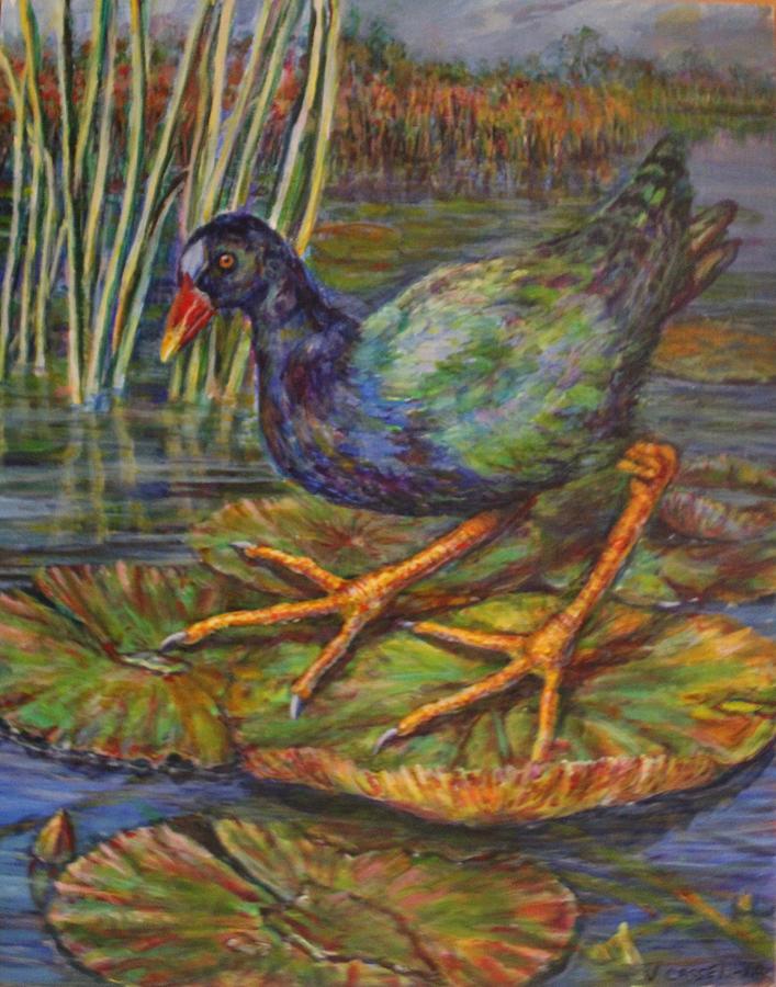 Lily Pad Bird Painting by Veronica Cassell vaz